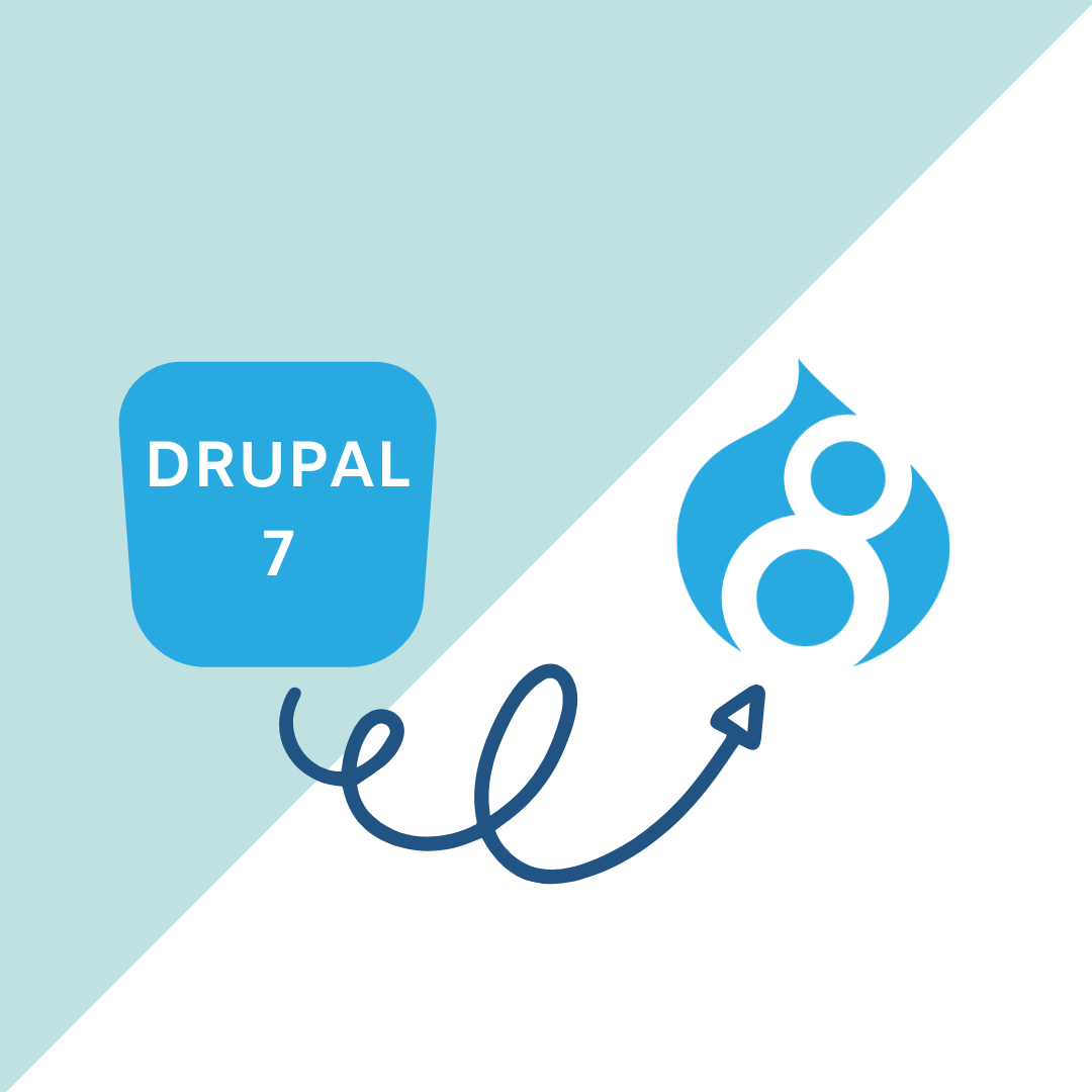 graphic showing text saying drupal 7 to drupal 8