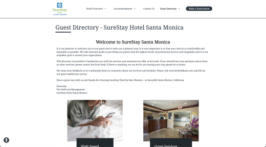 SureStay Santa Monica's guest directory showcase.