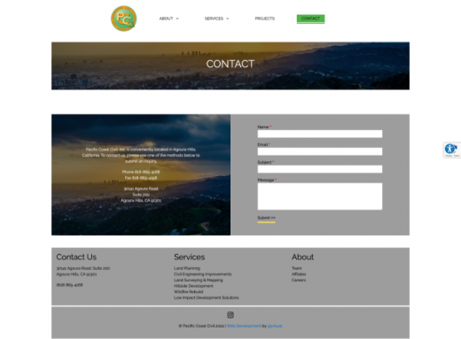 Pacific Coast Civil's contact webform.