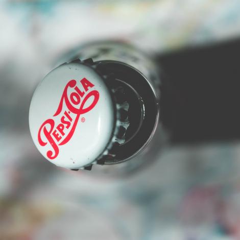an old fashioned Pepsi Cola glass from a bird's eye view